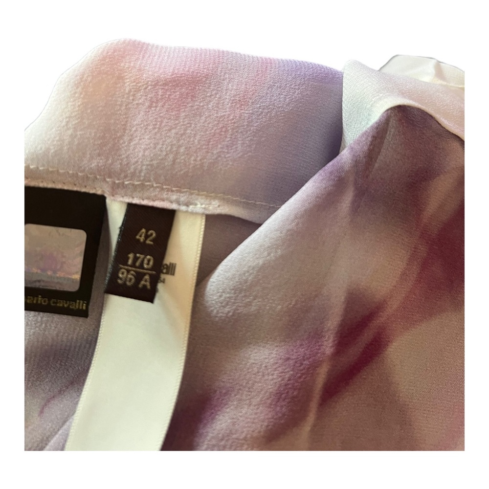 Roberto Cavalli Silk Abstract Print Mini Dress IT 42 US M Purple Lavender - Picture 6 of 9